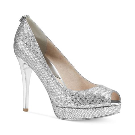 silver michael kors high heels|michael kors closed toe pumps.